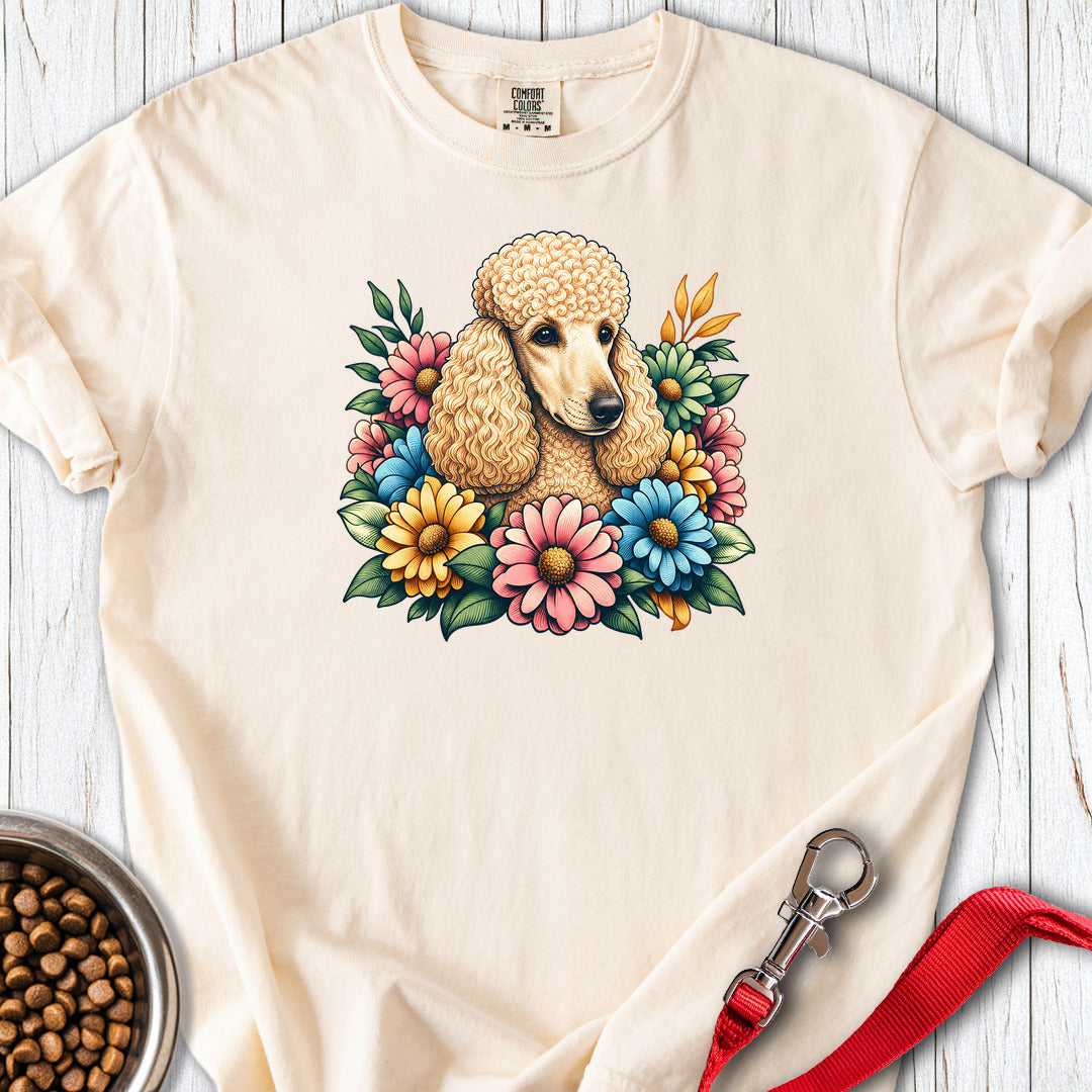 Standard Poodle Flower Wreath Apricot Premium Tee Ivory