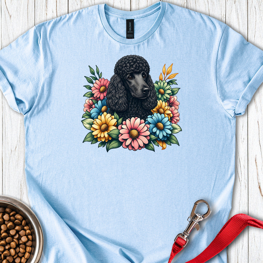 Standard Poodle Flower Wreath Black — Light Blue