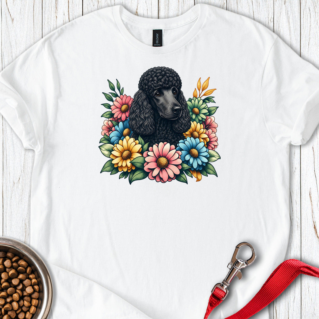 Standard Poodle Flower Wreath Black — White