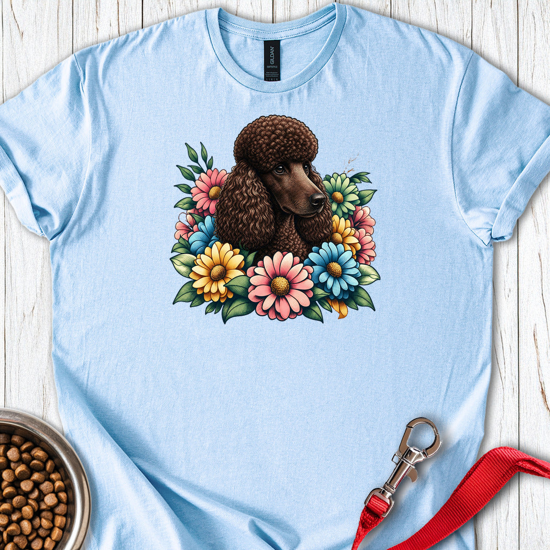 Standard Poodle Flower Wreath Chocolate — Light Blue