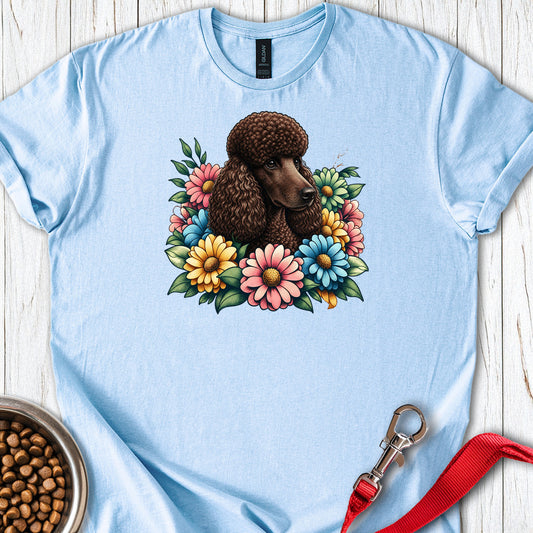 Standard Poodle Flower Wreath Chocolate — Light Blue