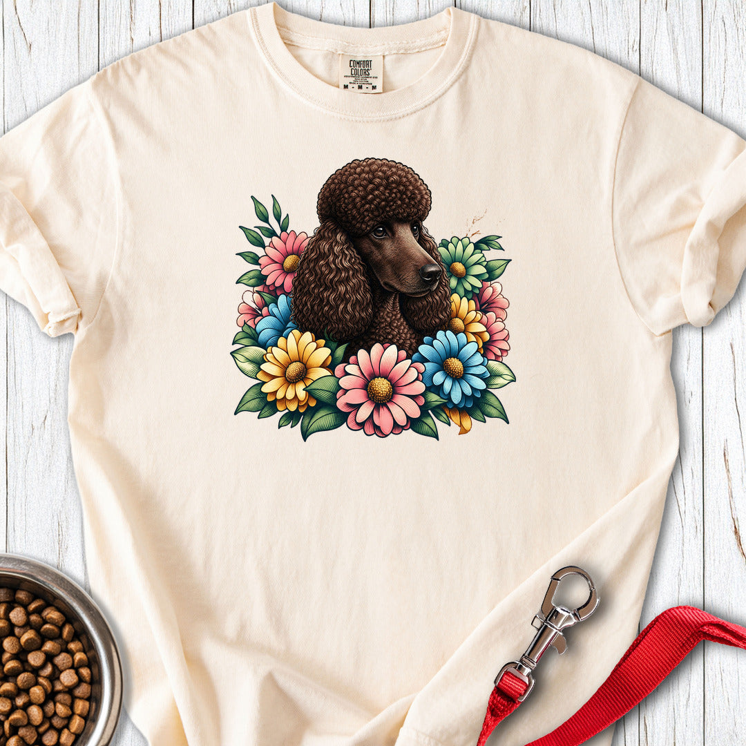 Standard Poodle Flower Wreath Chocolate Premium Tee — Ivory