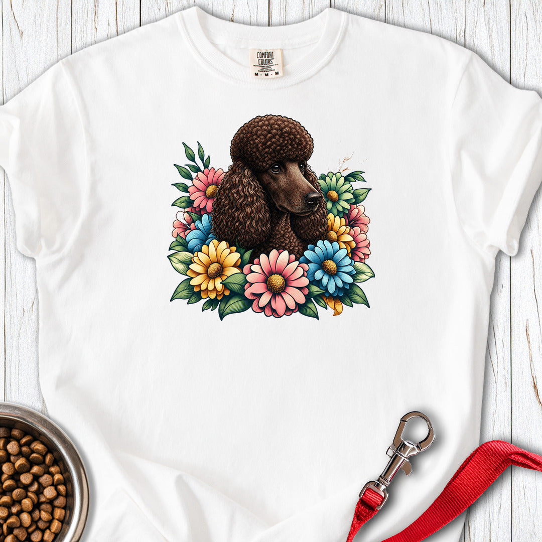 Standard Poodle Flower Wreath Chocolate Premium Tee — White