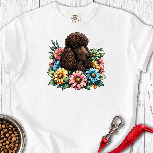 Standard Poodle Flower Wreath Chocolate Premium Tee — White