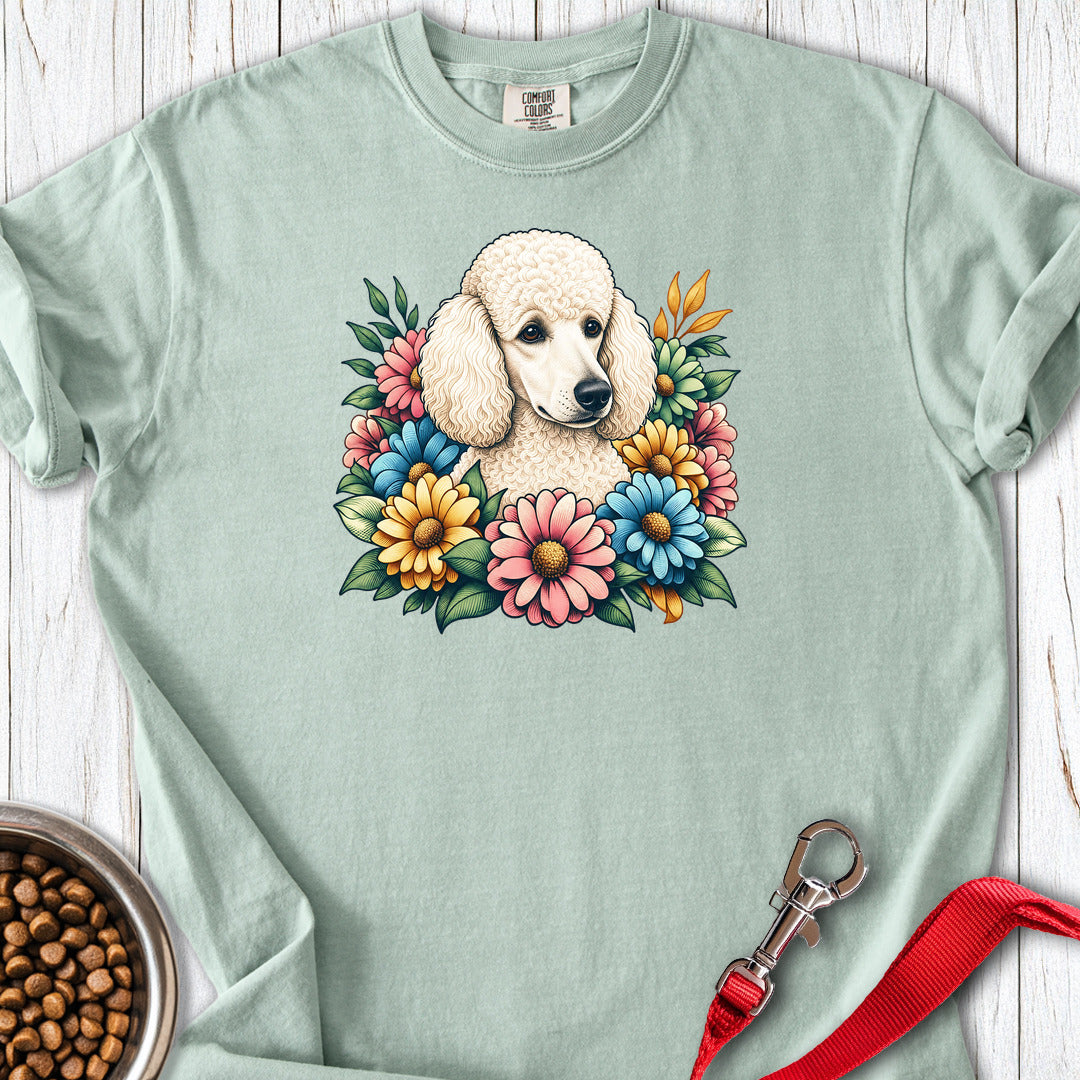 Standard Poodle Flower Wreath Premium Tee — Bay