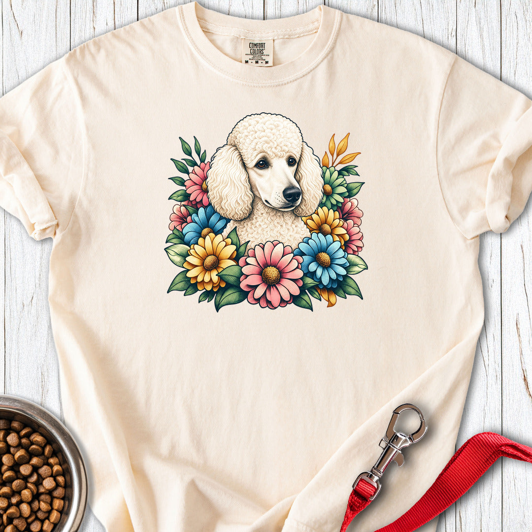 Standard Poodle Flower Wreath Premium Tee — Ivory
