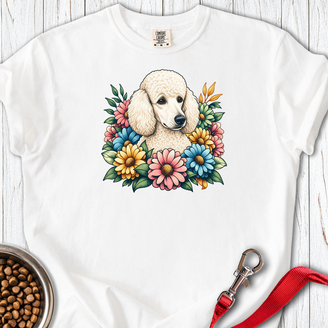 Standard Poodle Flower Wreath Premium Tee — White