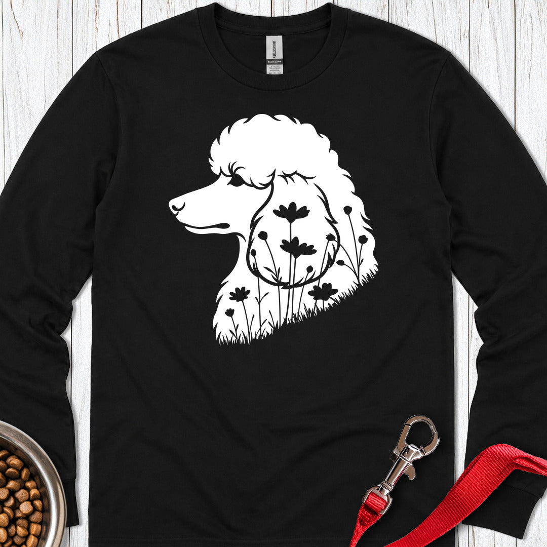 Standard Poodle Flowers 2 Long Sleeve Black