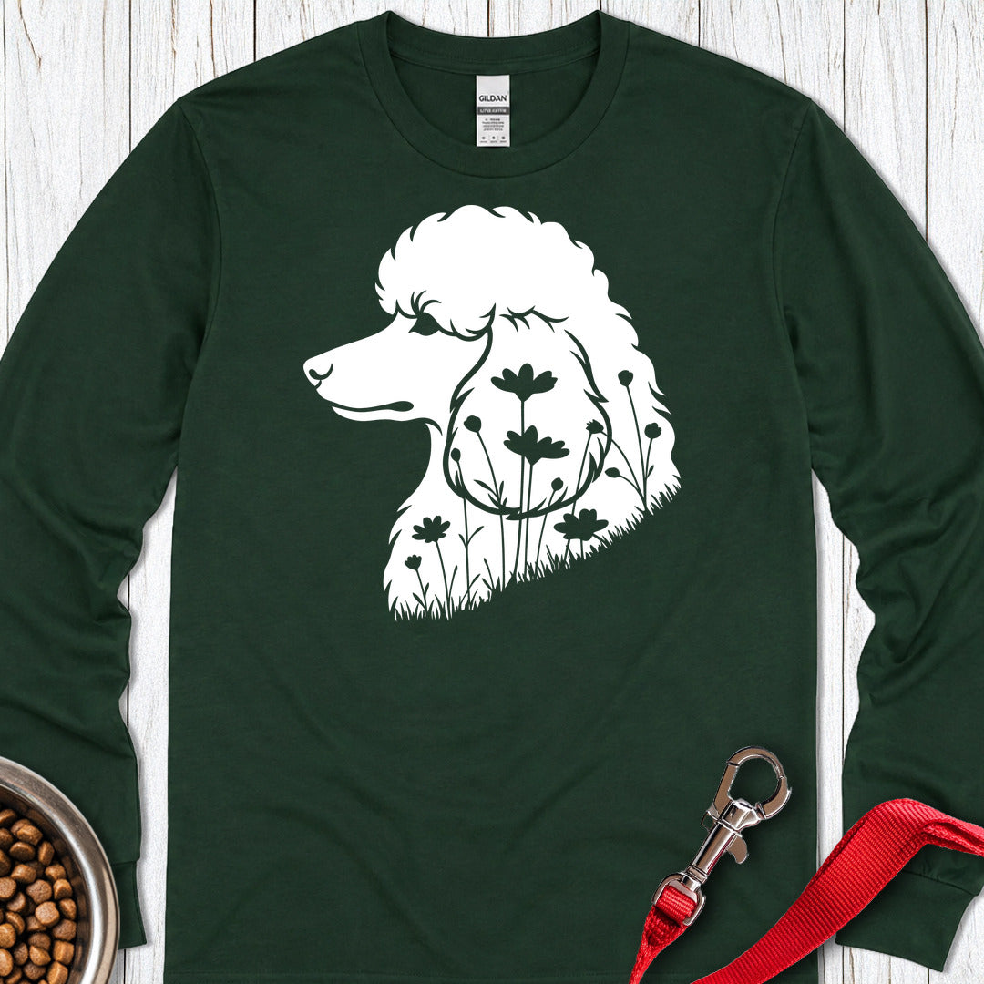 Standard Poodle Flowers 2 Long Sleeve Forest Green