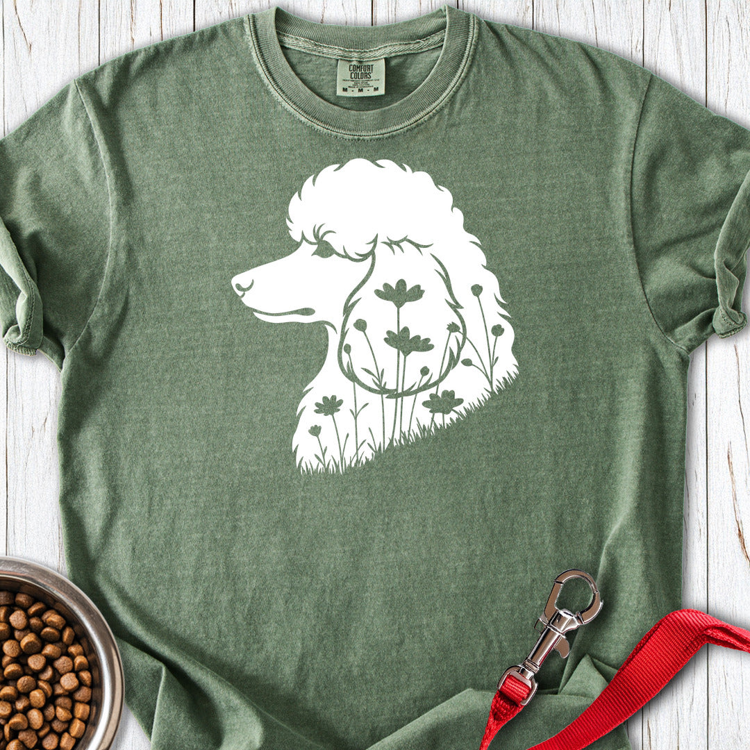 Standard Poodle Flowers 2 Premium Tee — Moss