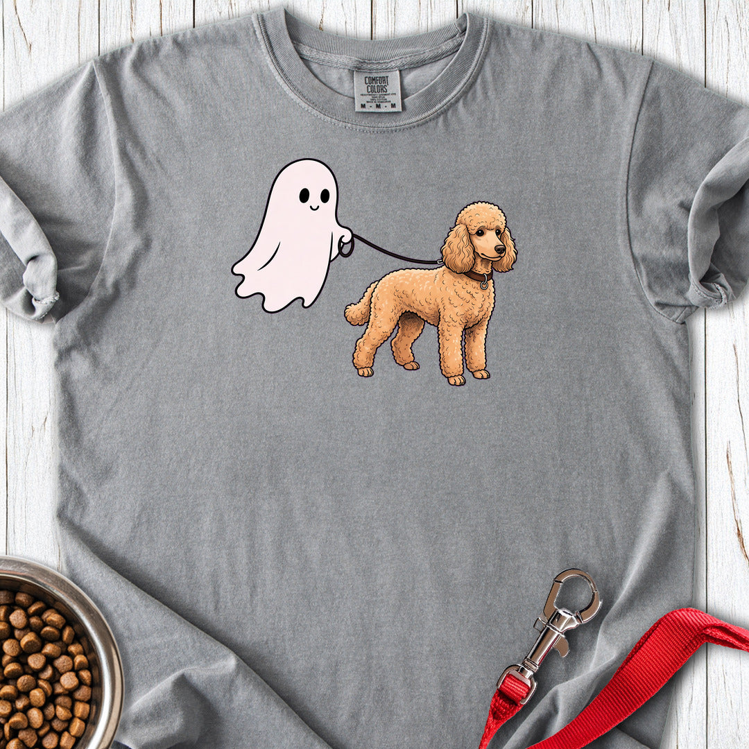 Standard Poodle Ghost Walk Apricot Premium Tee — Grey