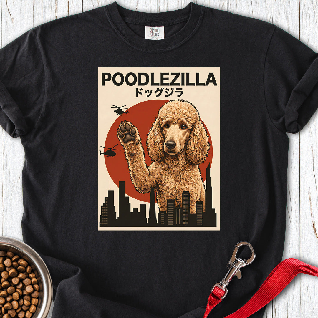 Standard Poodle Poodlezilla Apricot Premium Tee — Black