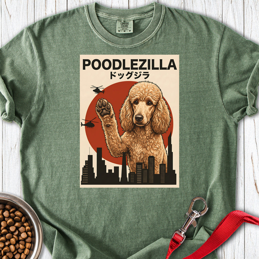 Standard Poodle Poodlezilla Apricot Premium Tee — Moss