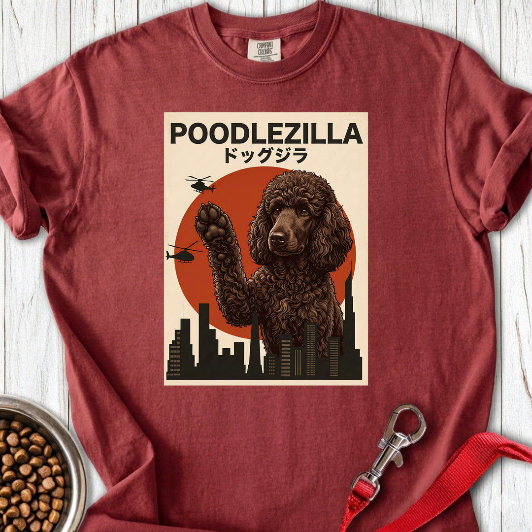 Standard Poodle Poodlezilla Chocolate Premium Tee — Brick