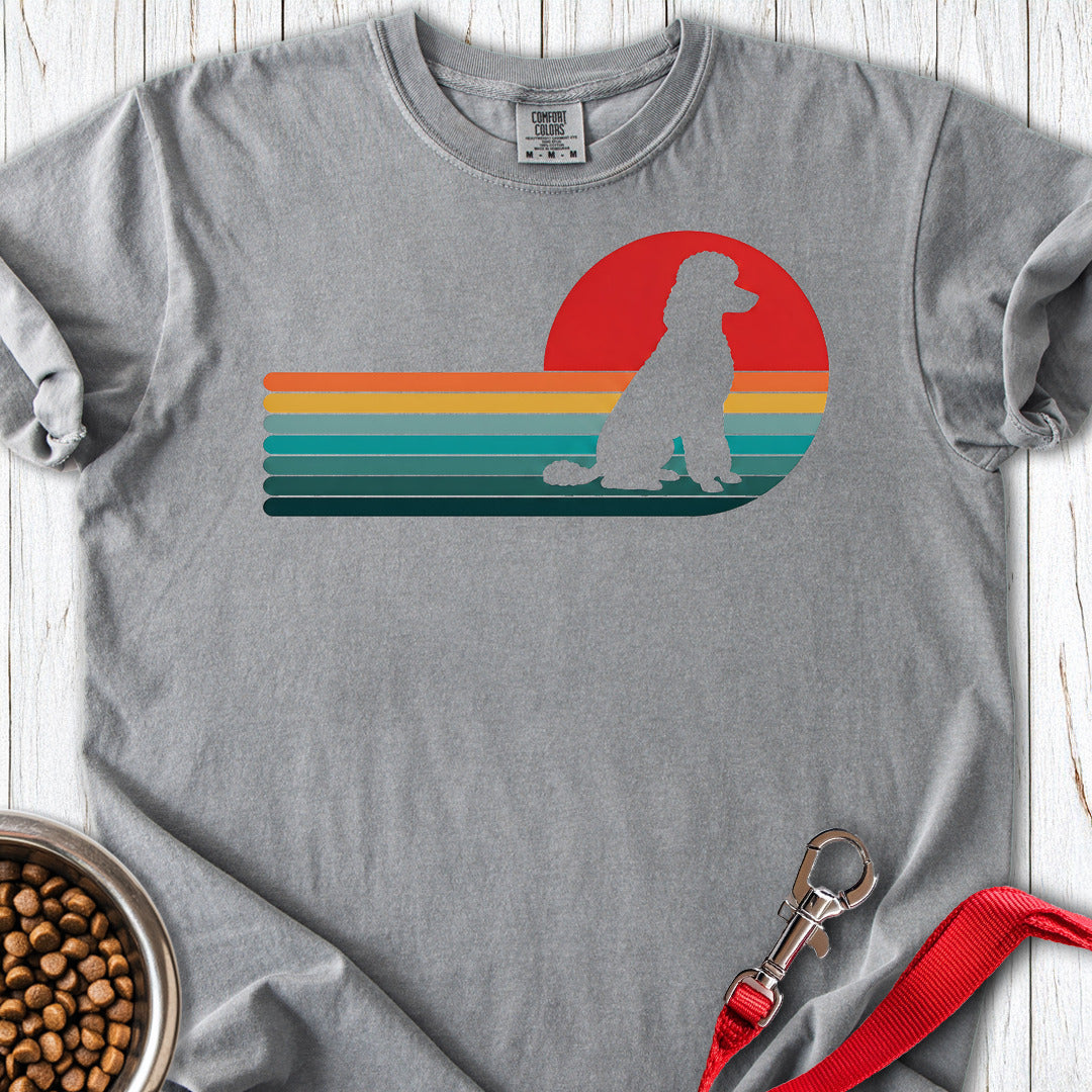 Standard Poodle Retro Sunset 2 Premium Tee — Grey