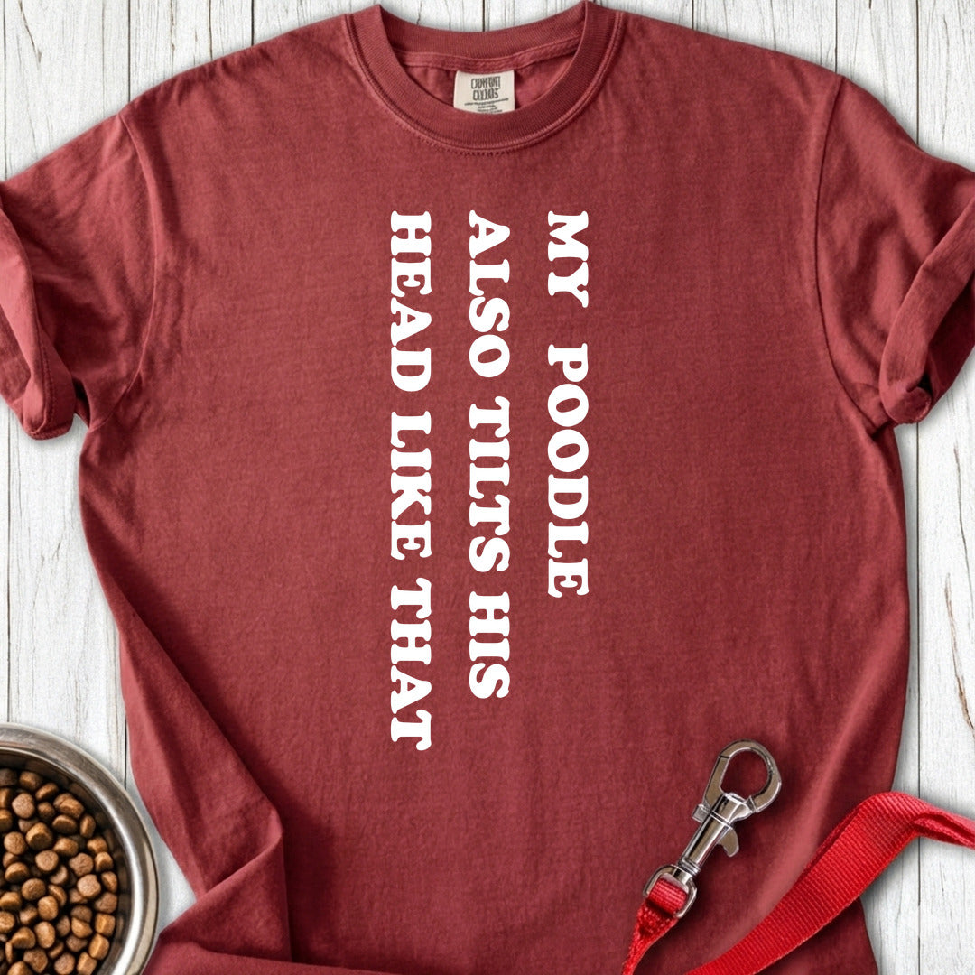 Standard Poodle Tilts His Head Premium Tee — Brick