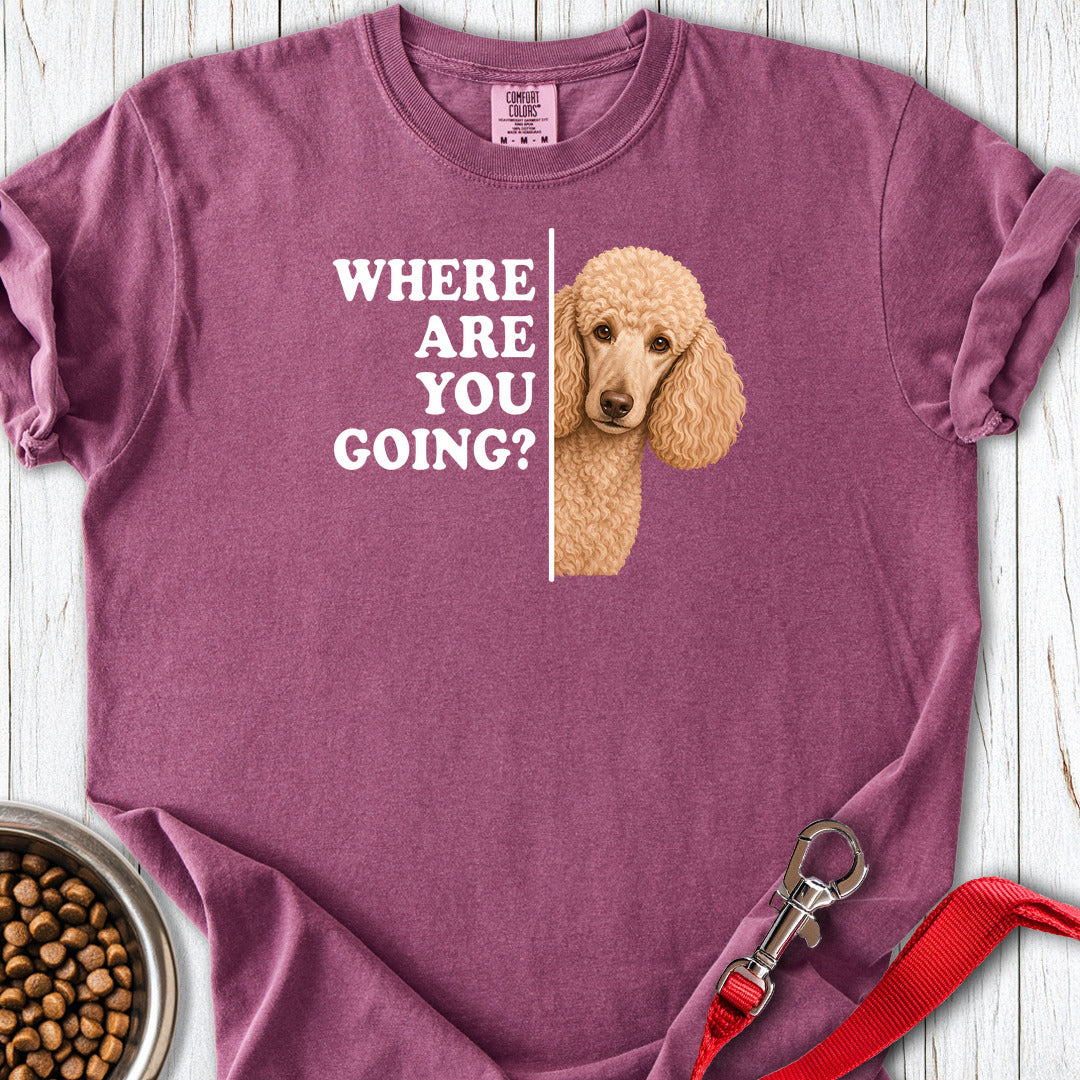 Standard Poodle Where Are You Going Apricot Premium Tee — Berry