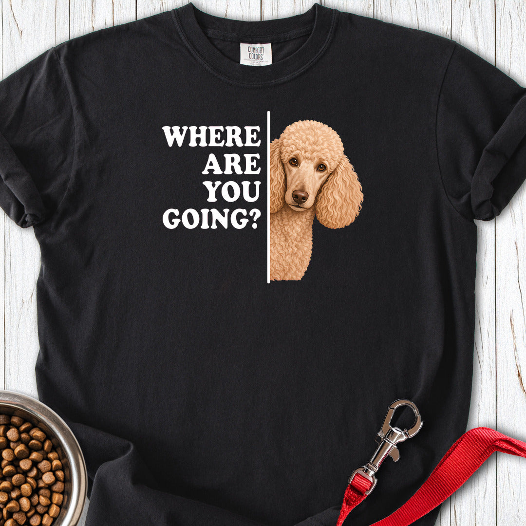 Standard Poodle Where Are You Going Apricot Premium Tee — Black