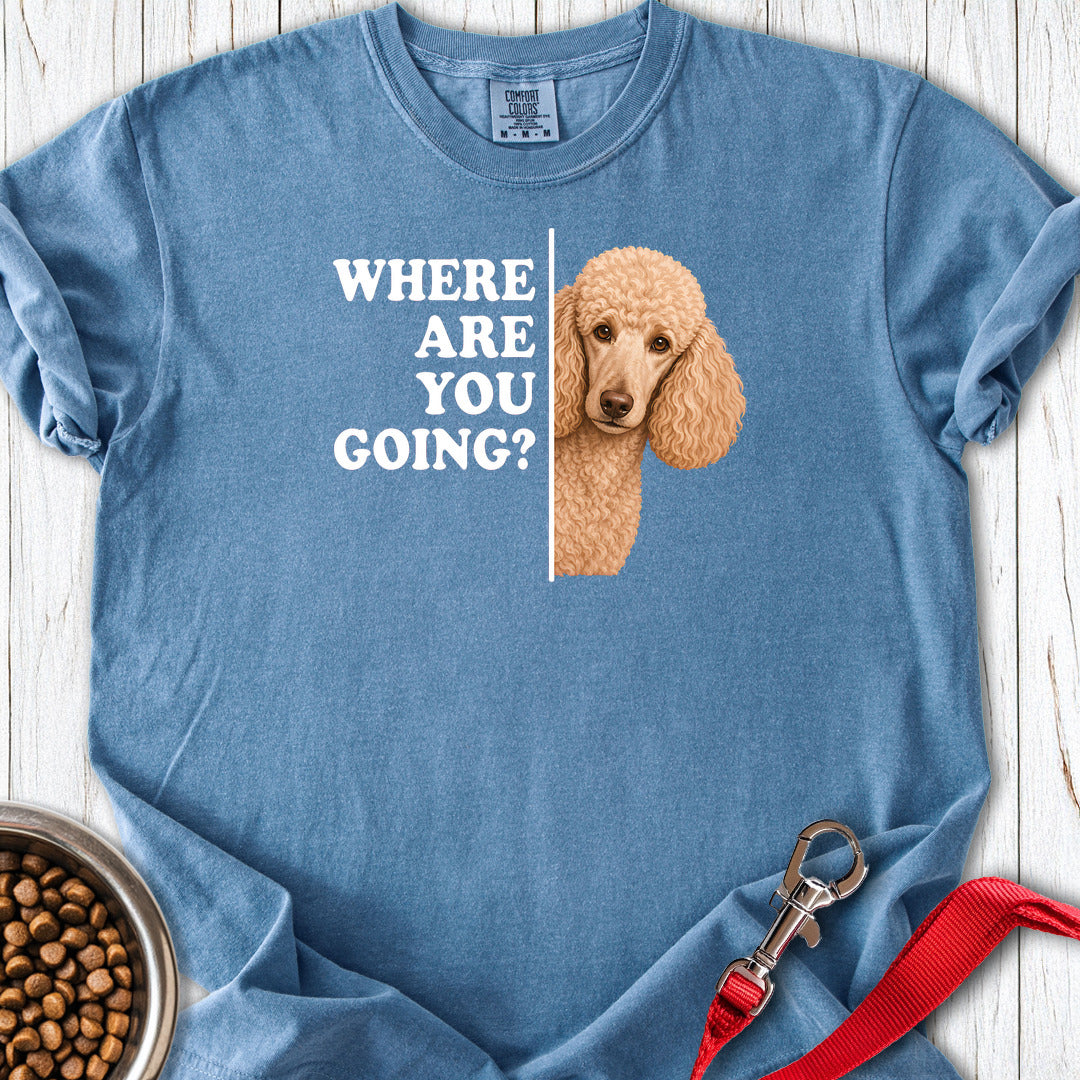 Standard Poodle Where Are You Going Apricot Premium Tee — Blue Jean