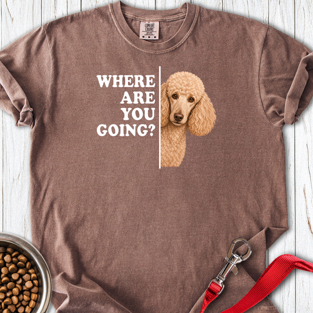 Standard Poodle Where Are You Going Apricot Premium Tee — Espresso