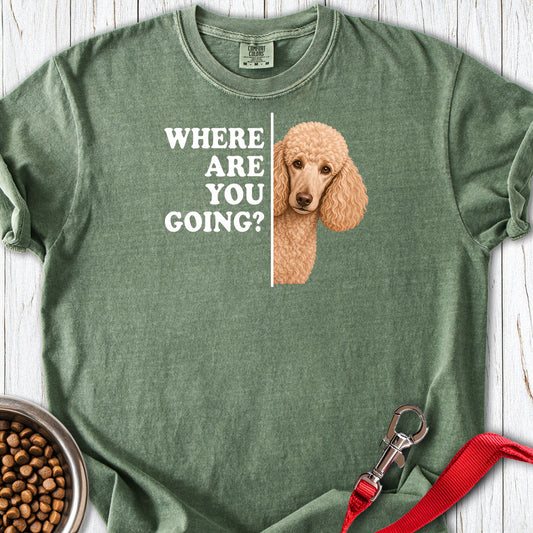 Standard Poodle Where Are You Going Apricot Premium Tee — Moss