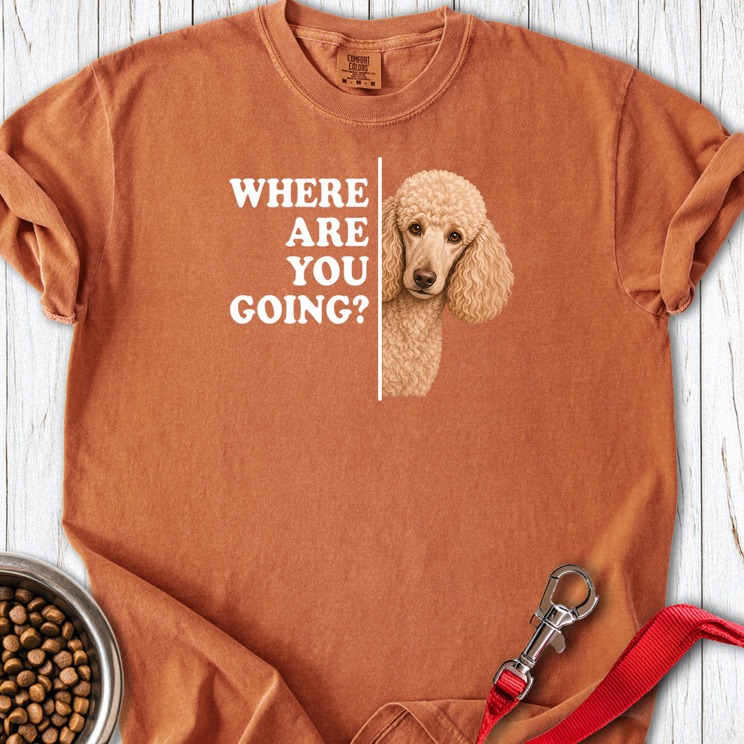 Standard Poodle Where Are You Going Apricot Premium Tee — Yam