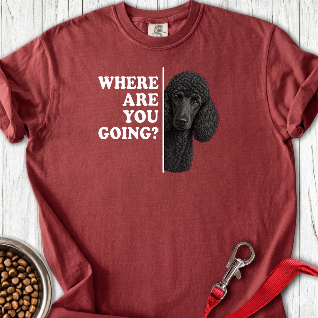 Standard Poodle Where Are You Going Black Premium Tee — Brick