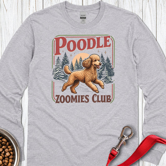 Standard Poodle Zoomies Club Apricot Long Sleeve — Sport Grey