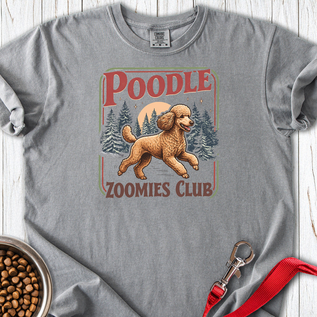 Standard Poodle Zoomies Club Apricot Premium Tee — Grey