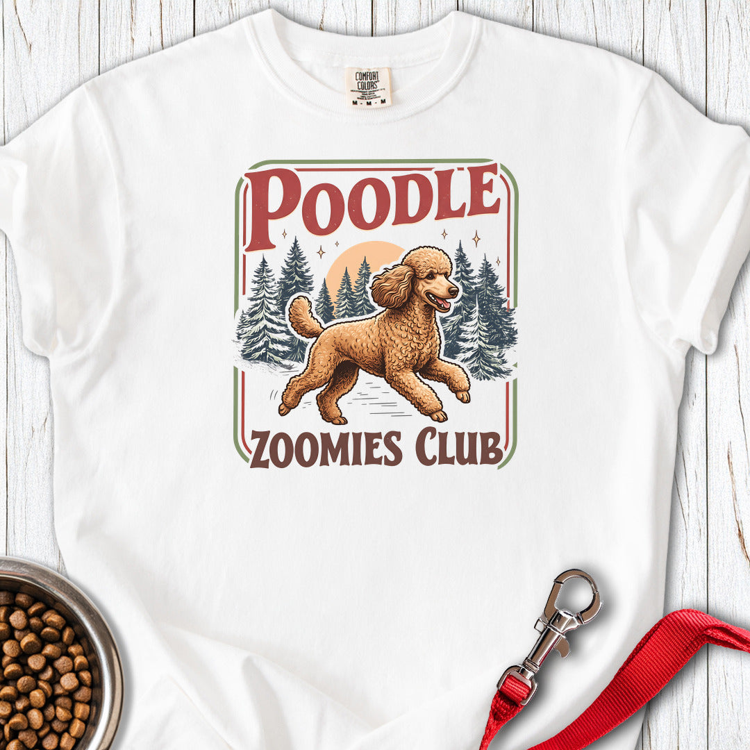 Standard Poodle Zoomies Club Apricot Premium Tee — White