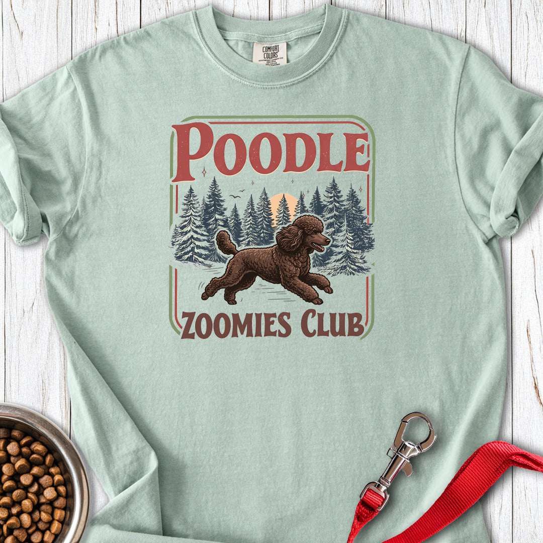 Standard Poodle Zoomies Club Chocolate Premium Tee — Bay