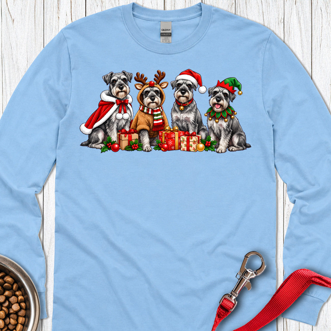 Standard Schnauzer Christmas Group Long Sleeve — Carolina Blue