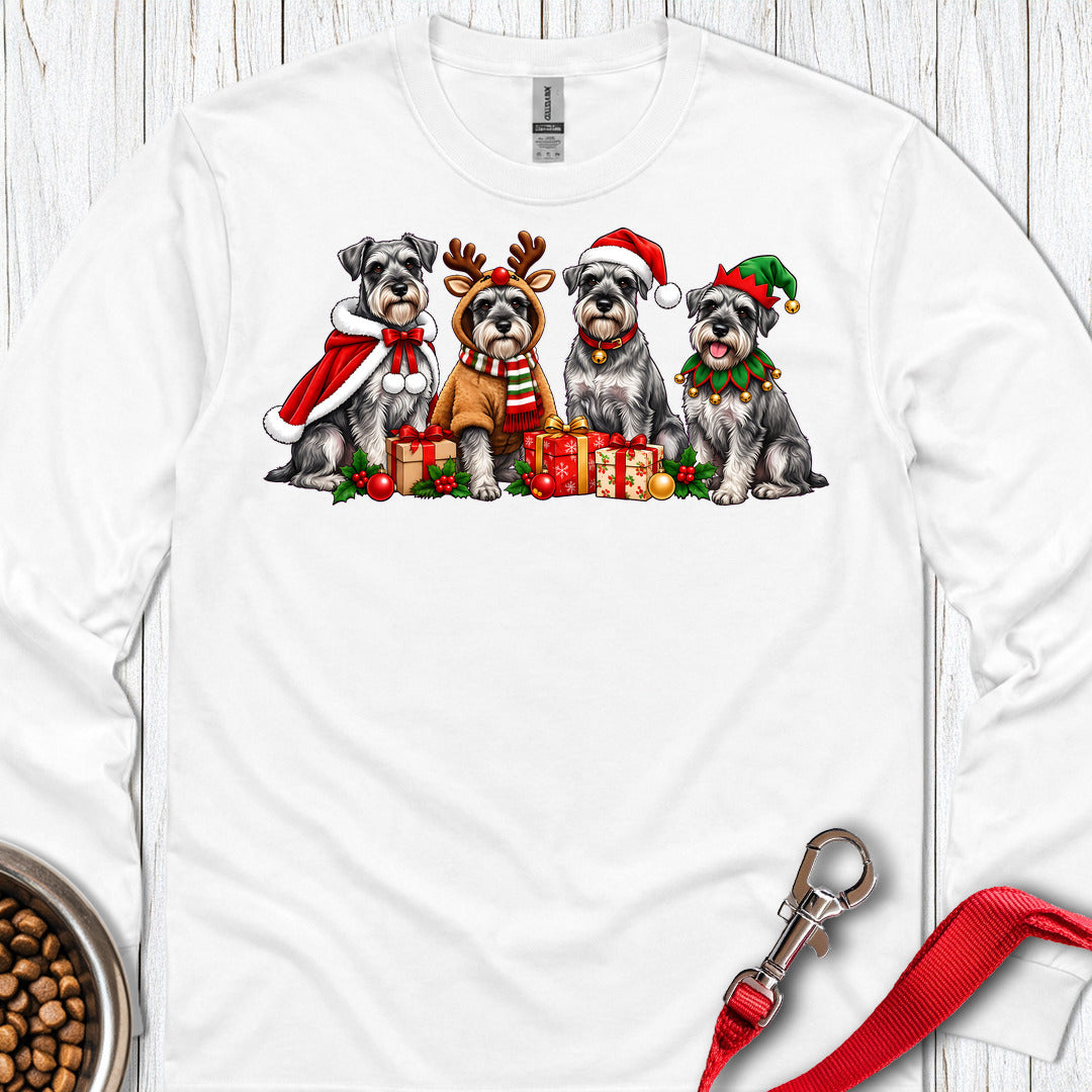 Standard Schnauzer Christmas Group Long Sleeve — White