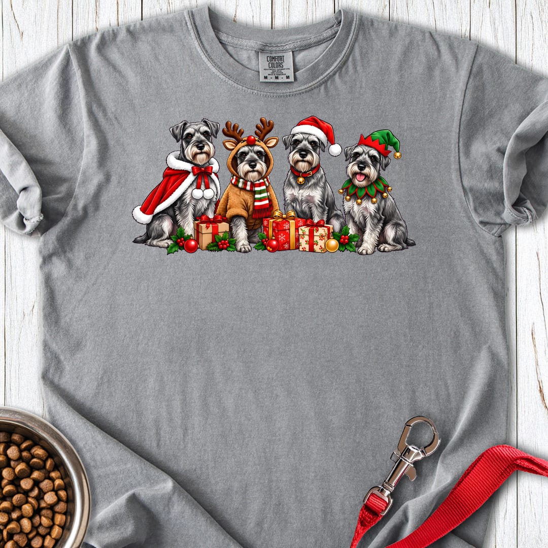 Standard Schnauzer Christmas Group Premium Tee — Grey