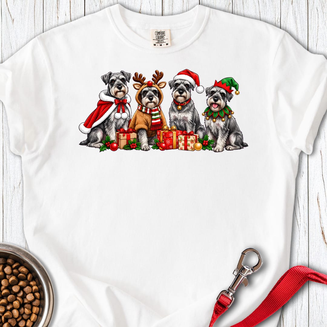 Standard Schnauzer Christmas Group Premium Tee — White