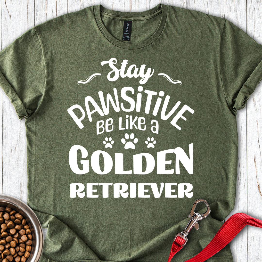 Stay Pawsitive Golden Retriever Military Green