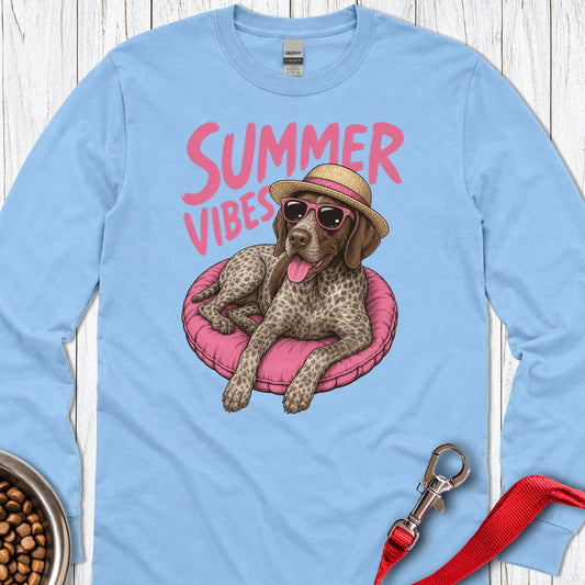 Summer Vibes German Shorthaired Pointer Long Sleeve — Carolina Blue