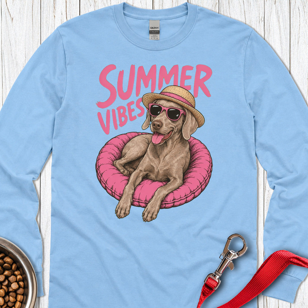 Summer Vibes Weimaraner Long Sleeve — Carolina Blue