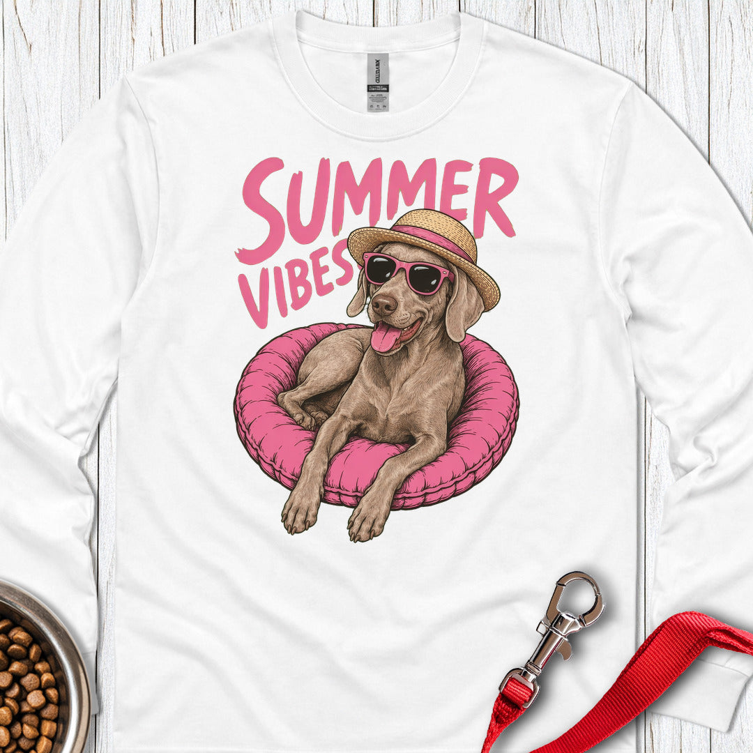 Summer Vibes Weimaraner Long Sleeve — White