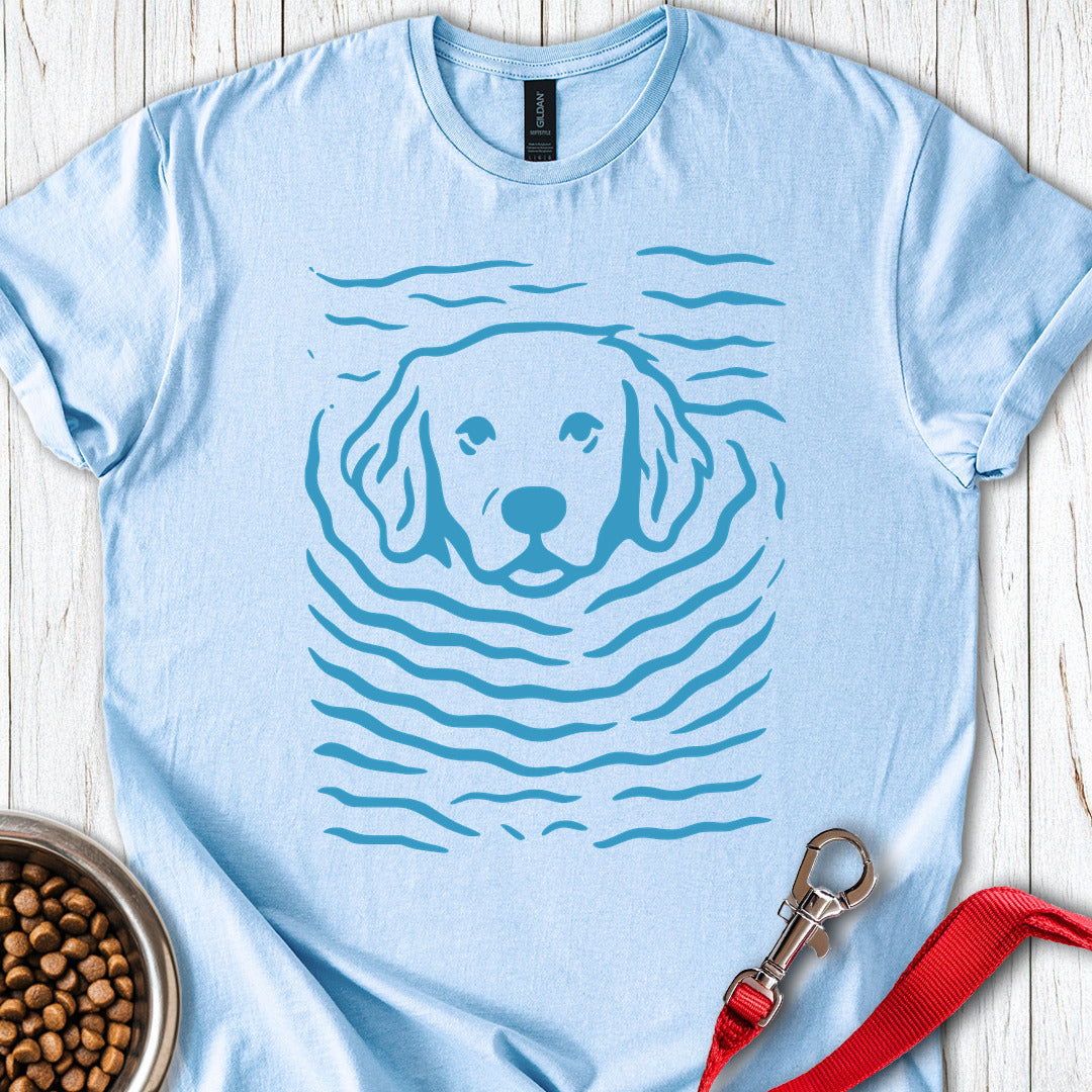 Swimming Golden Retriever Light Blue