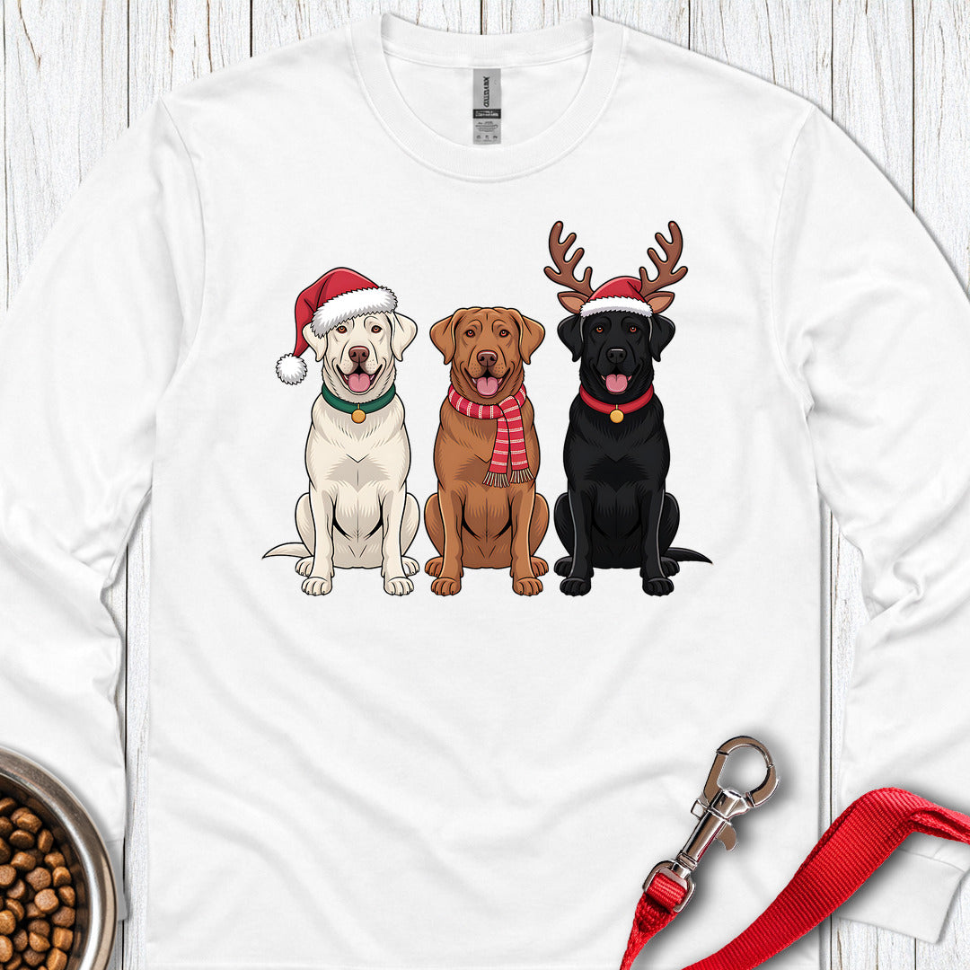 Three Labs Christmas Long Sleeve — White