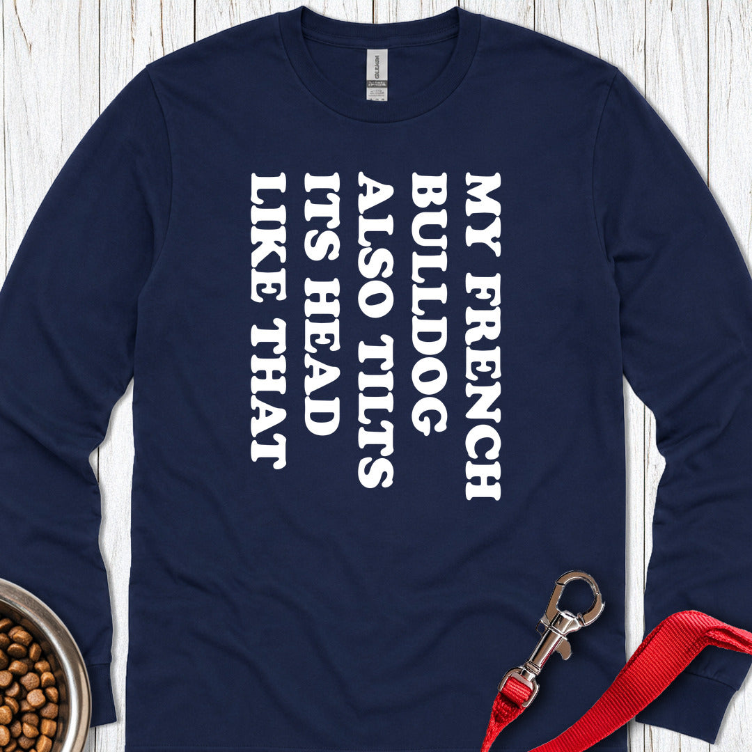 Tilt Head Frenchie Long Sleeve — Navy