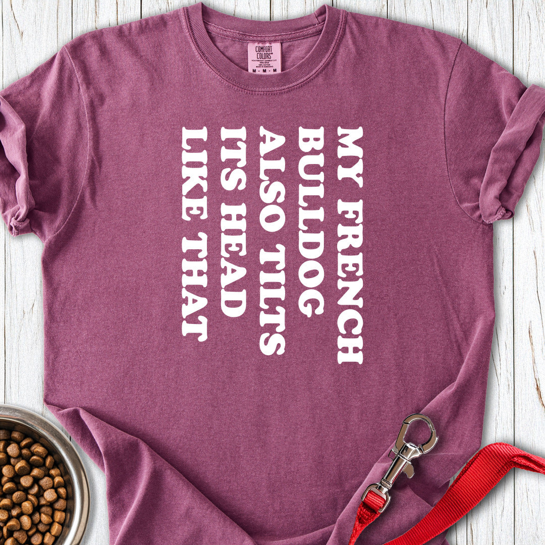 Tilt Head Frenchie Premium Tee Berry