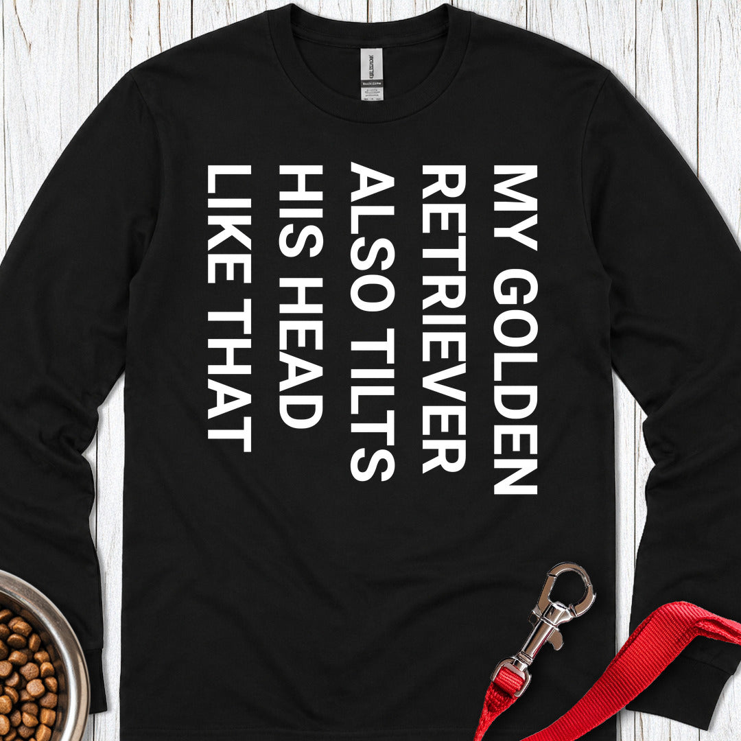Tilt Head Golden Retriever Long Sleeve — Black