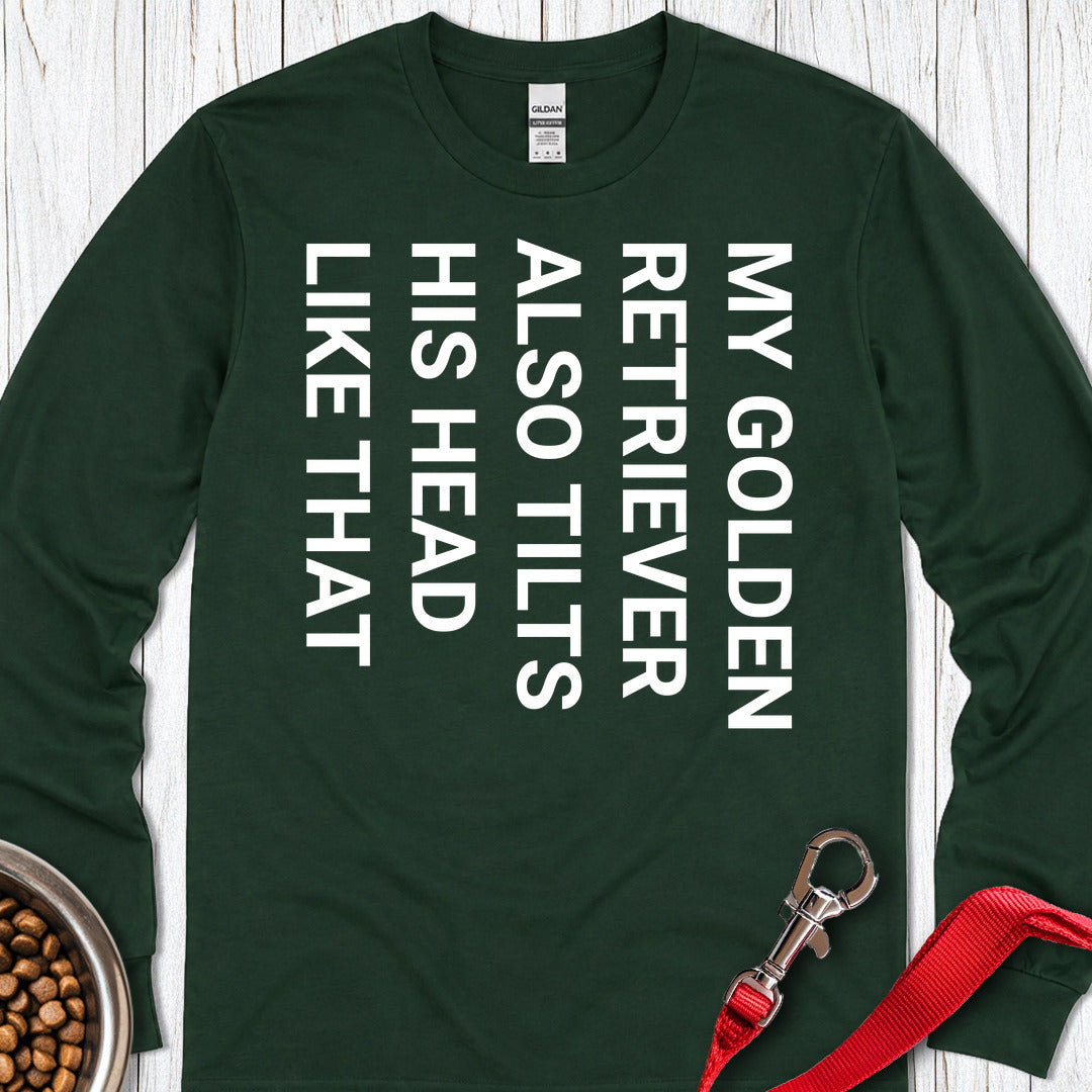 Tilt Head Golden Retriever Long Sleeve — Forest Green