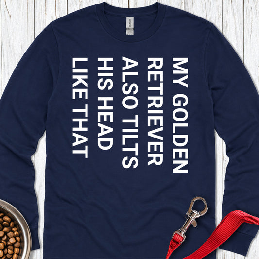 Tilt Head Golden Retriever Long Sleeve — Navy