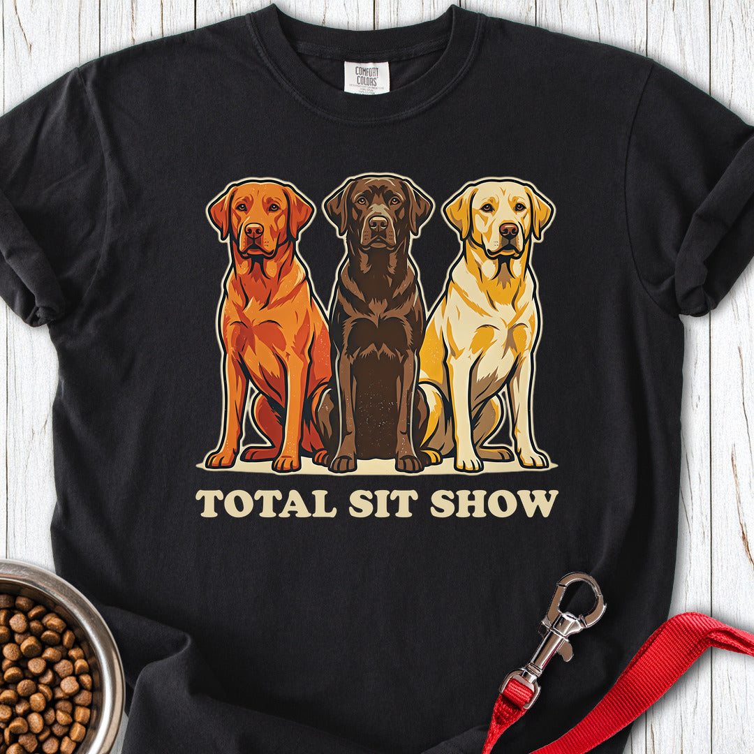 Total Sit Show Red, Chocolate & Yellow Labrador Premium Tee Black