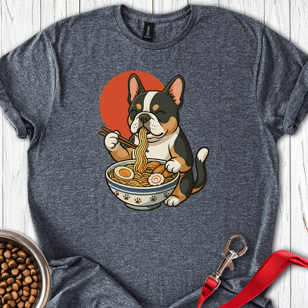 Tri Color Frenchie Eating Ramen Dark Heather