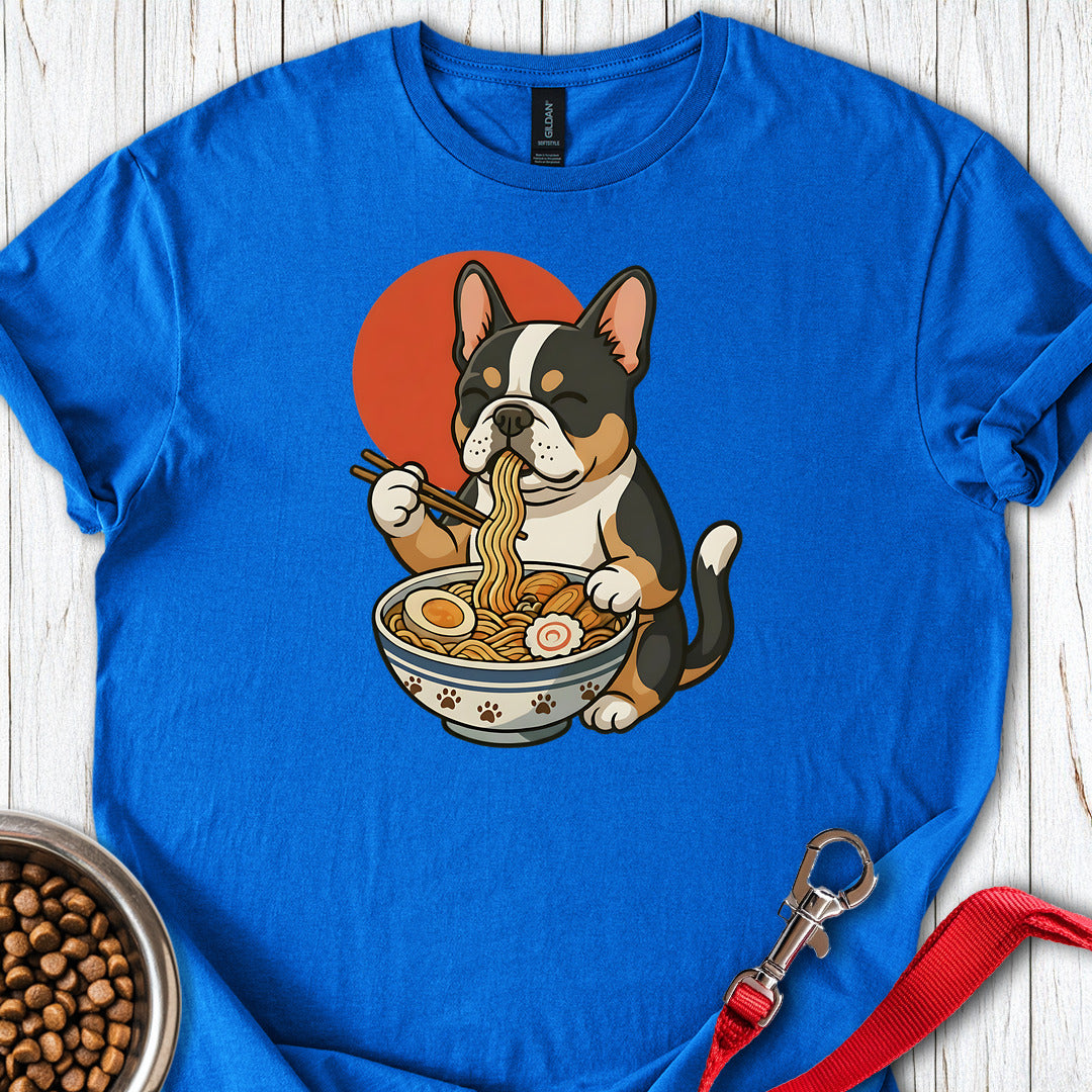 Tri Color Frenchie Eating Ramen Royal