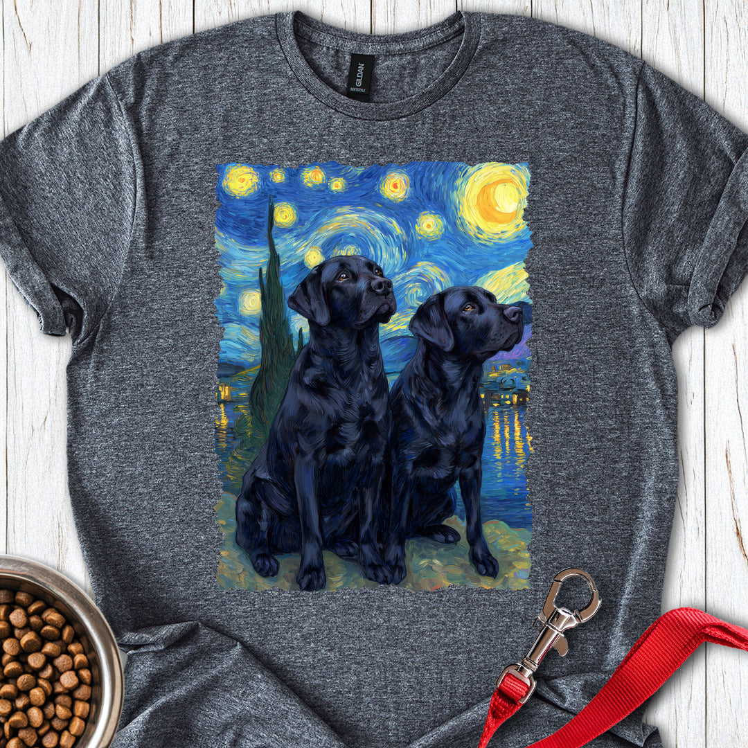 Two Black Labs Van Gogh Dark Heather